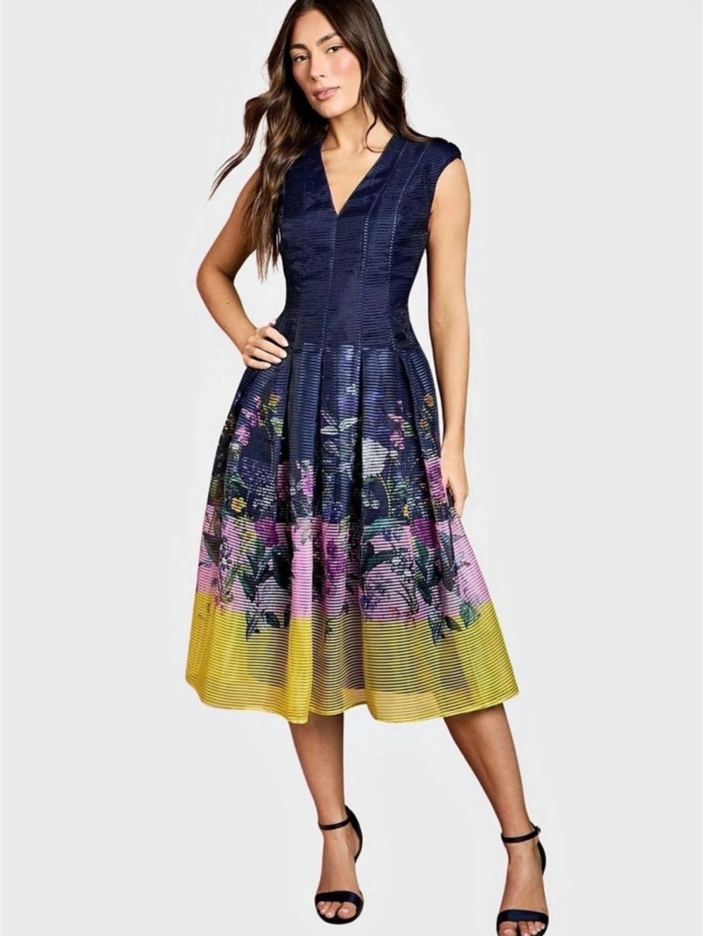 Worn once. Coast Organza Floral Print Midi Dress